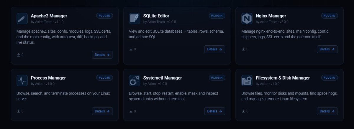 axionssh's tweet photo. Our current plugin line-up for our visual SSH client.

What other first-party plugins would you want to see ? https://t.co/8tR0FyQrb6