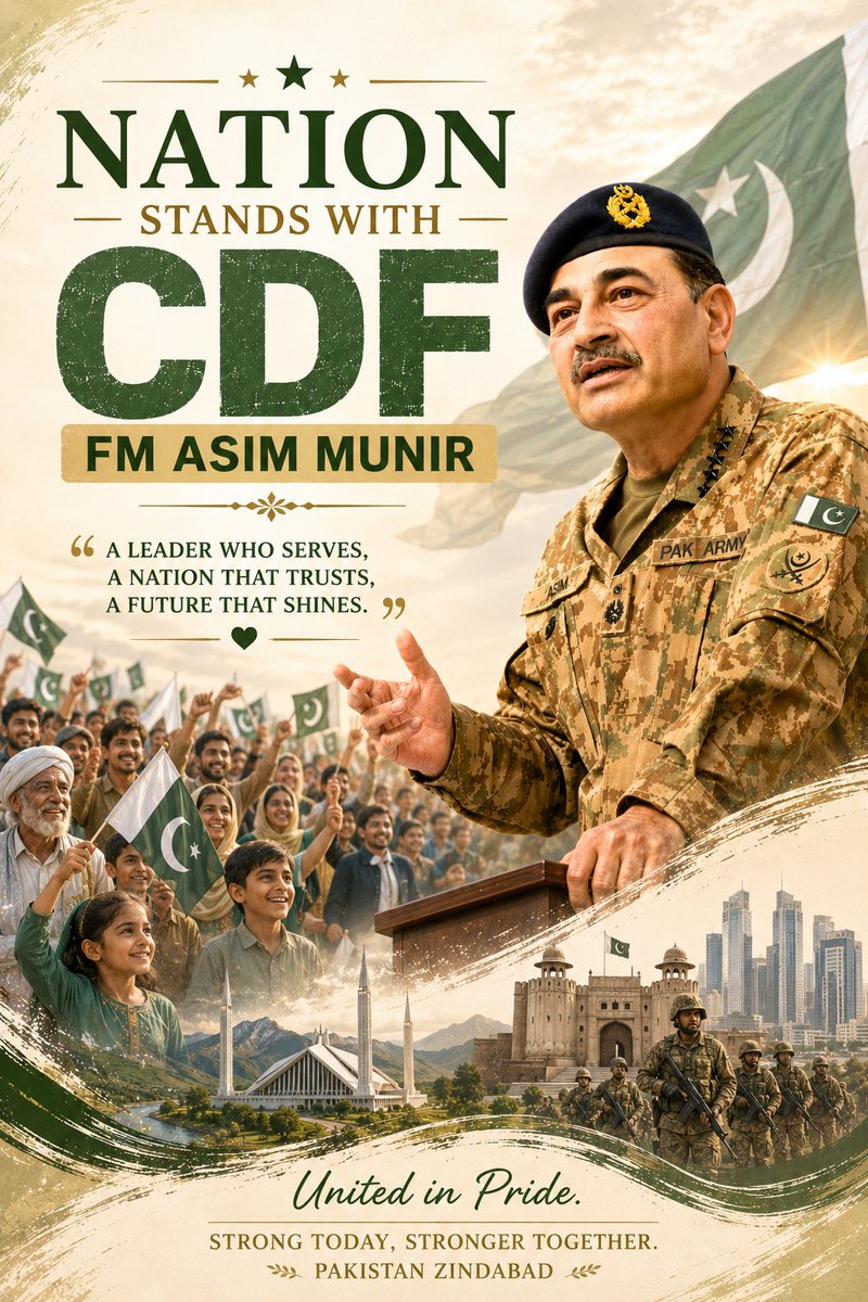 Pakistanis around the world continue to stand firmly with CDF Syed Asim Munir, whose decisive leadership and clear vision have strengthened national security and reinforced confidence in Pakistan’s future. #NationStandsWithCDF
#NationSupportsCDF