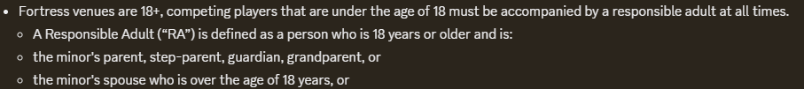vsouloce's tweet photo. minors allowed to compete as long as they bring their spouse. good adjustment made for the oce community! https://t.co/N4YSh8IxKn