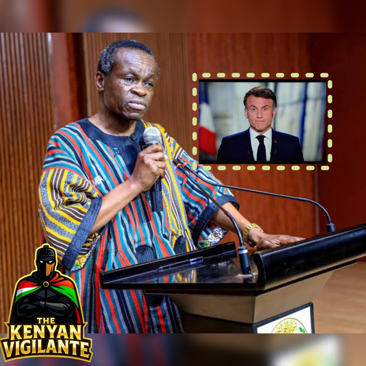 KenyanSays's tweet photo. “Emmanuel Macron is trying to raid the former colonies of the United Kingdom and Portugal, with his main targets being Kenya and South Africa,”  Professor PLO Lumumba. https://t.co/3sy4TLG64F