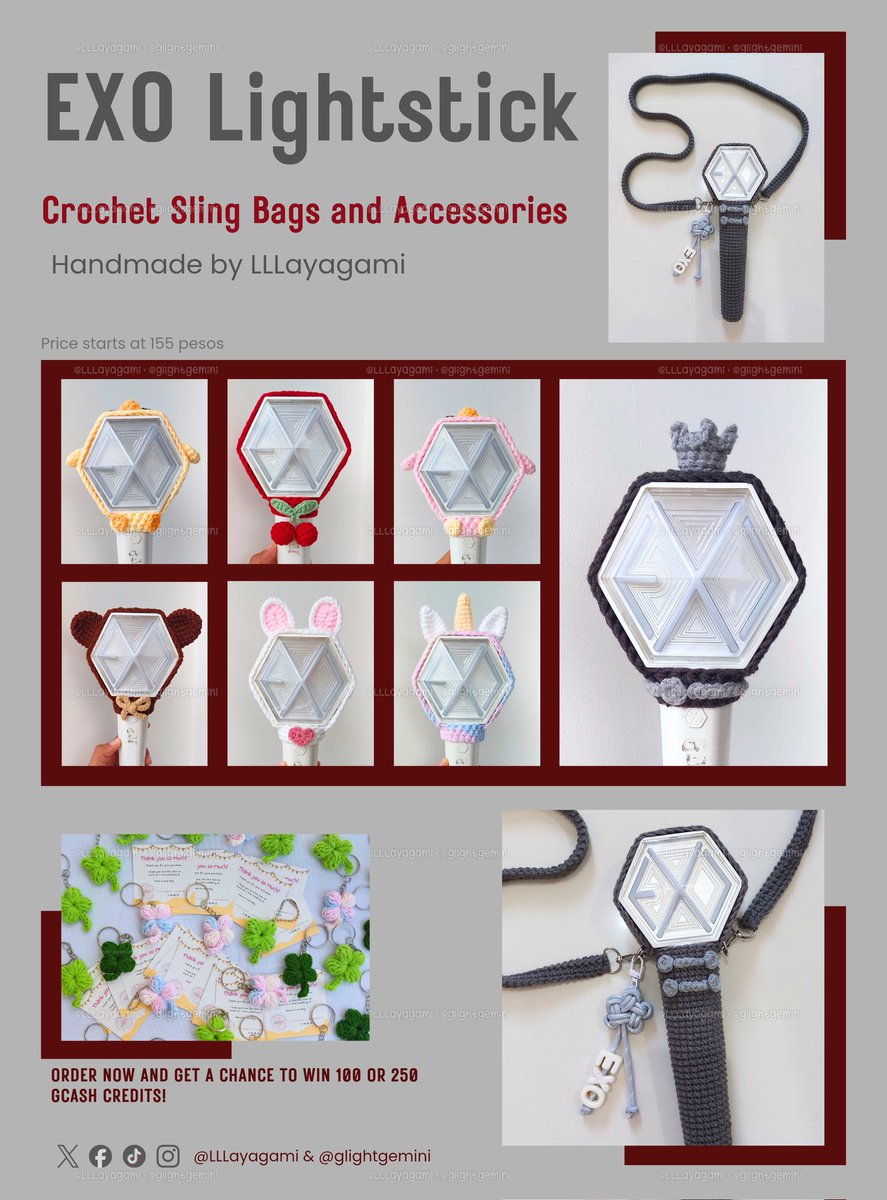 LLLayagami's tweet photo. giveaway for PH EXO-Ls 🩶🤍✨️

EXO Lightstick Crochet Accessories | Handmade by LLLayagami ♡

🔘 rt &amp; like my pinned post

🔘 1 winner of crochet sling bag
🔘 9 winners of crochet accessories

please see ALT.

#EXO #엑소 #weareoneEXO #EXOPLANET #EXhOrizon #EXhOrizoninMANILA https://t.co/uJvn8JS7rl