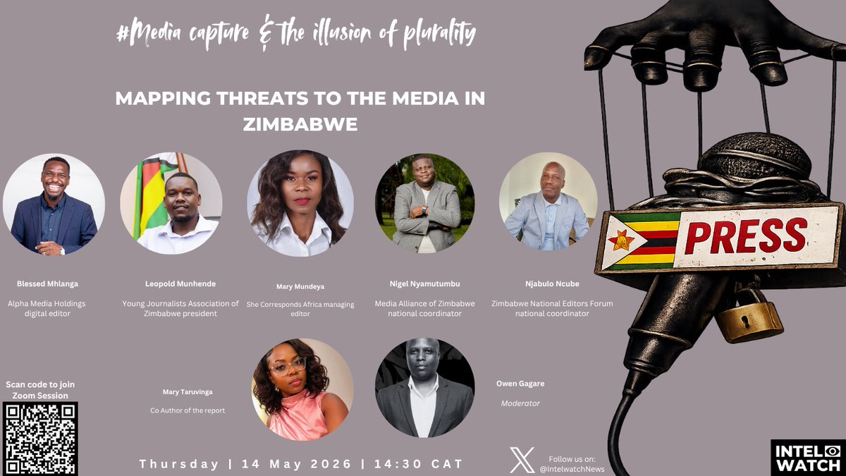 IntelwatchNews's tweet photo. Economic collapse is weakening journalism in #Zim. Newsrooms are downsizing &amp; failing to fund assignments. Desktop journalism is on the rise while investigative reporting is shrinking. Join @ndiL3O @mundeyam @bbmhlanga @NigelNyamutumbu  as we discuss threats facing Zim media. https://t.co/hdiS5YfmDh