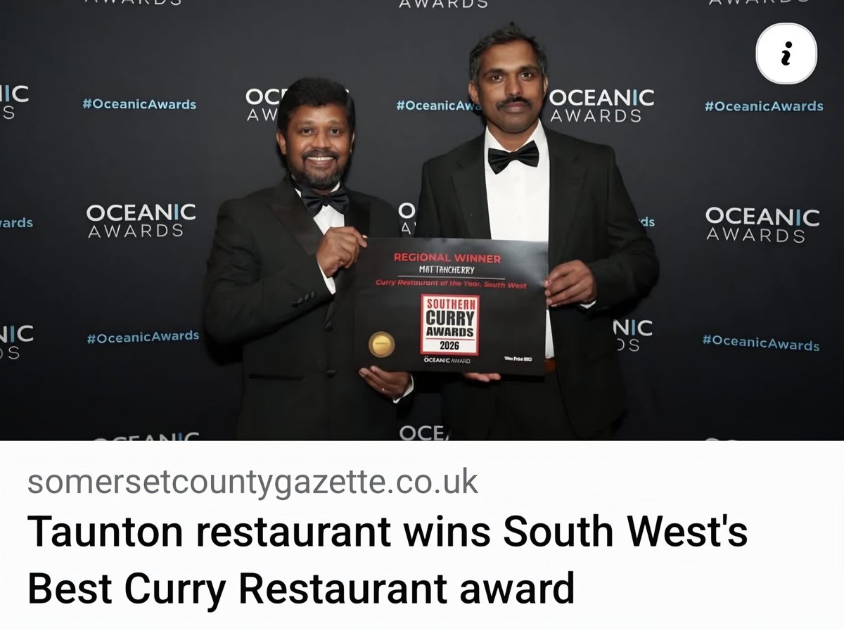 Mattancherry Taunton - award winning restaurant tweet media