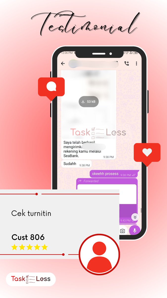 TasklessCo's tweet photo. Update Testi📢

805. Cek turnitin
806. Cek turnitin
807. Formatting
808. Formatting https://t.co/R61Ky2f1m1