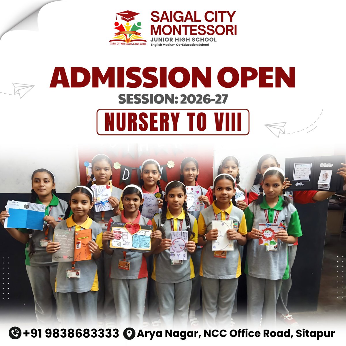 SaigalJr's tweet photo. 🎓✨ Admissions Open for Session 2026–27 ✨
#SaigalCityMontessori #AdmissionsOpen #SchoolAdmission #EnglishMediumSchool #CoEducationalSchool #NurseryToVIII #SitapurSchool #QualityEducation #BrightFuture #LearningJourney #StudentSuccess #EducationMatters #BestSchool https://t.co/EM0FBB6MMF