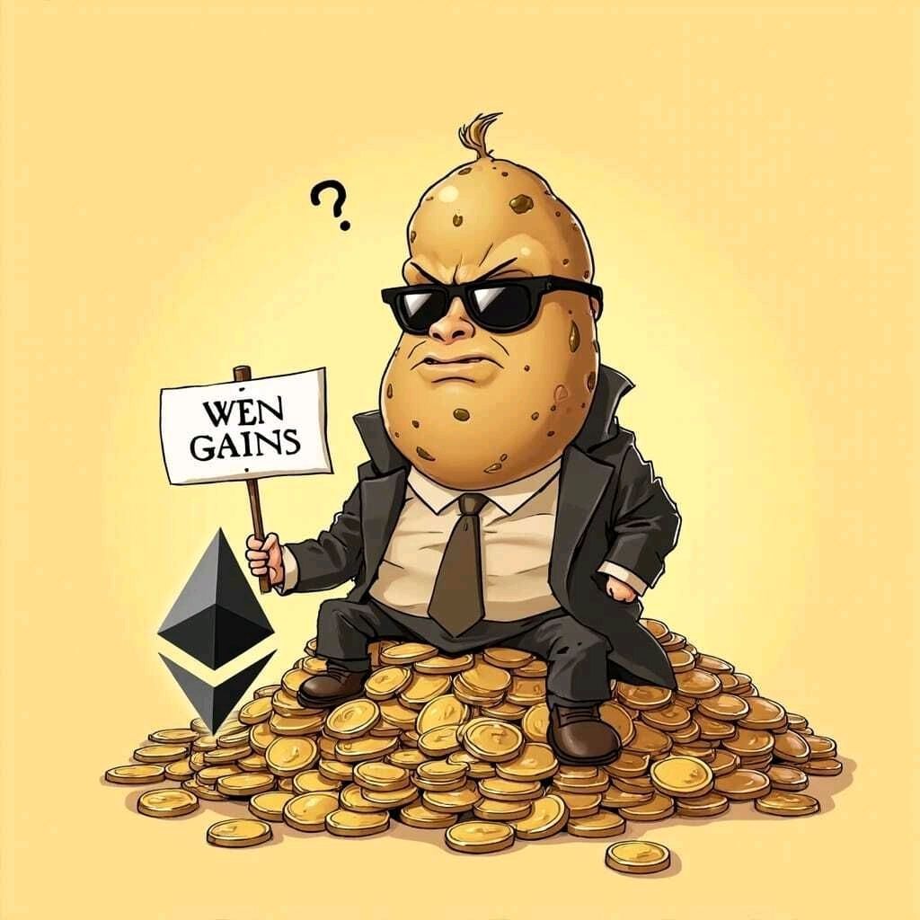 xdemocle's tweet photo. Potato outperformed Ethereum in 2026. My nonna keeps savings in a sack in the cellar and beats every fund manager. Tubers dont need a roadmap. They dont get rugpulled. Maybe the alpha was always in the soil. What outperformed your portfolio this year? Your fancy toaster? https://t.co/DH6WUT1jF1