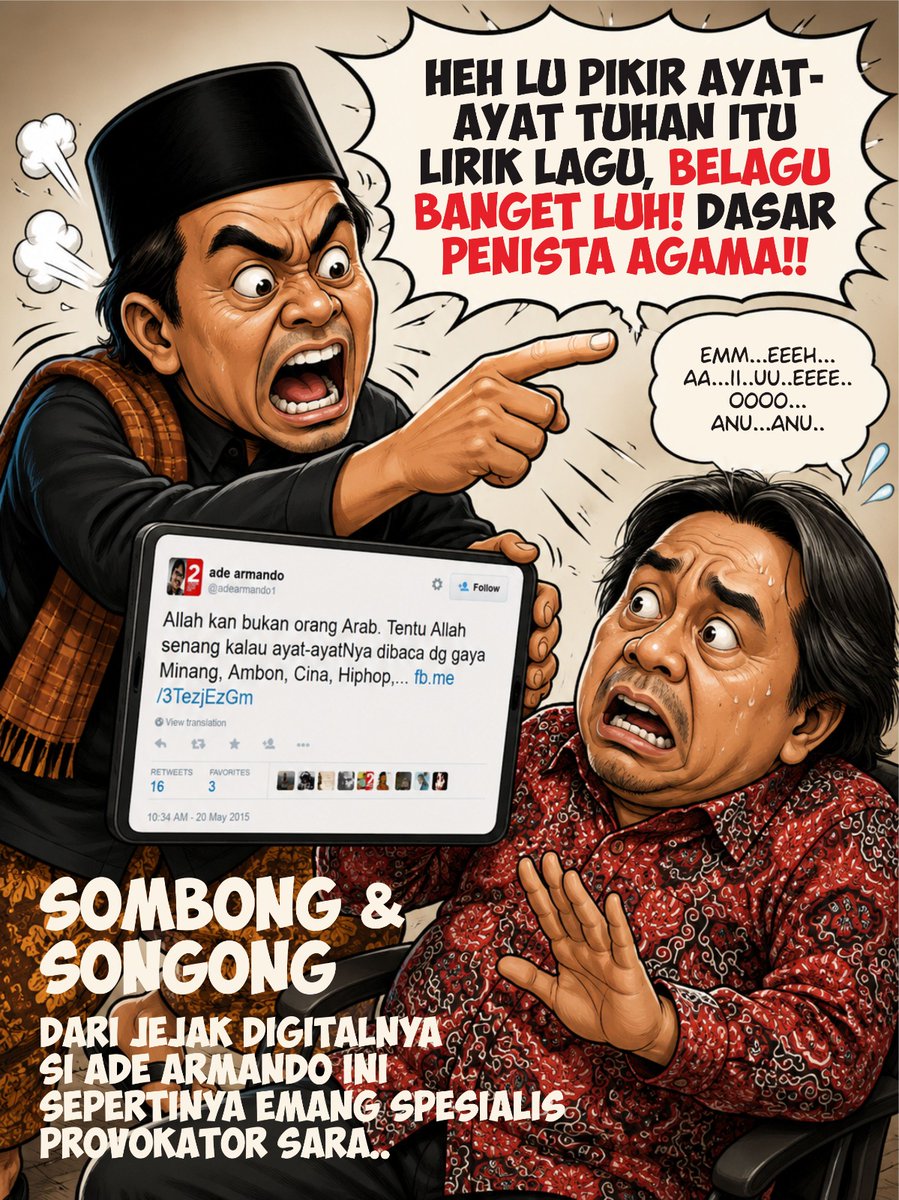 okijogjezz's tweet photo. #TangkapAdeArmando 
Berulang ulang melakukan kesalahan tentang agama tapi tetap di biarkan dan anehnya lagi malah di jadikan komisaris di salah satu BUMN 👇👇
foto ulama pakai atribut Natal ✅
Sebut azan tidak suci✅
Allah bukan orang arab✅
Tidak penting menghafal Al-Quran✅ https://t.co/Tro3lmaqaX