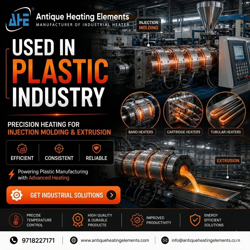 AntiqueHeating's tweet photo. Powering the Plastic Industry with Precision Heating Solutions!
#PlasticIndustry #InjectionMolding #Extrusion #IndustrialHeaters #BandHeater #CartridgeHeater #TubularHeater #PlasticManufacturing #ManufacturingIndustry #IndustrialSolutions #HeatingElements #Automation #Machine https://t.co/0NpbcmC6v8