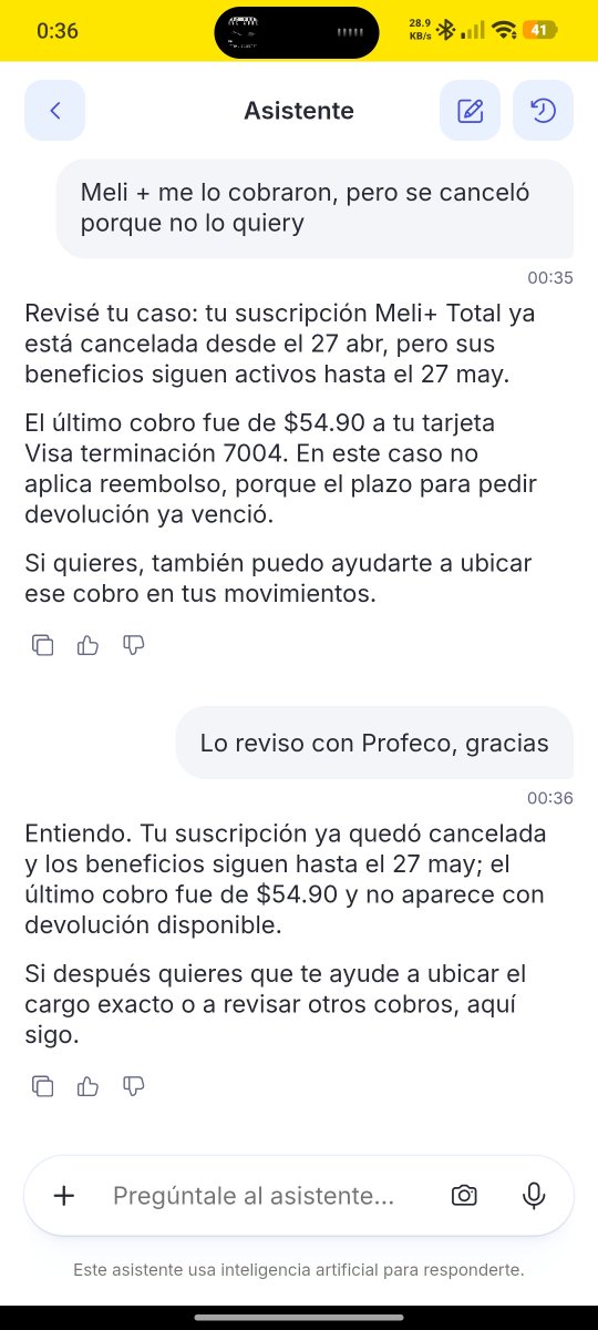 Fallckor's tweet photo. @Profeco me hicieron un cobro de una suscripción en automático, yo lo cancelé a los 10min , como exijo mi reembolso porque no me quieren hacer valer esto @Mercadolibre @ML_Mexico https://t.co/r61nHqDAzm
