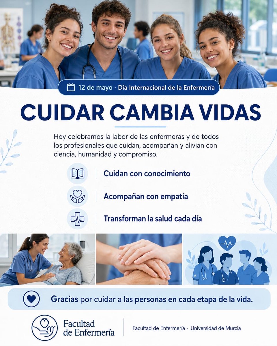 umuenfermeria's tweet photo. 💙 12 de mayo | Día Internacional de la Enfermería

A quienes cuidan, enseñan con el ejemplo y acompañan en cada paso: gracias

Desde @umuenfermeria de la @UMU celebramos a quienes hacen del cuidado una forma de cambiar vidas.

#DíaInternacionalDeLaEnfermería #UMU https://t.co/LLFrQvnnao