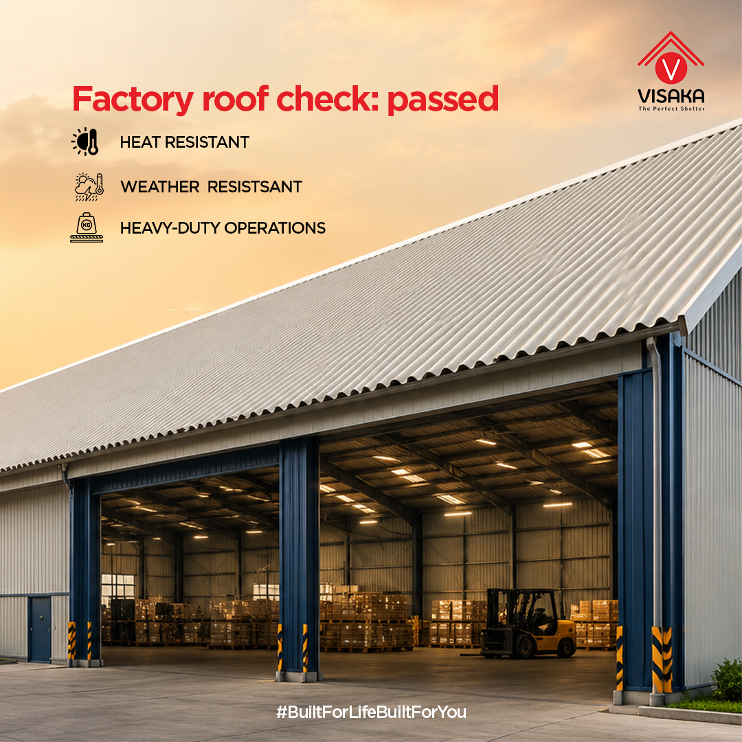 visakaacsheets's tweet photo. Your factory roof should do more than just provide cover it should withstand heat, handle changing weather, and support heavy-duty industrial operations every single day. Visaka roofing sheets are engineered for strength, durability, and long-term performance, making them the trusted roofing solution for factories, warehouses, industrial sheds, and commercial spaces.

#BuiltForLifeBuiltForYou #visaka #acsheets #cementroofingsheets #roof #roofingsheets #RoofingSolutions #acroofingsheets #cementroofsheet #visakacementroofs #CementSheets #nonasbestossheet #GarmiKiNoEntry #cementroofs #CoolRoof #coolroofing #lowtemperature #durablesheets