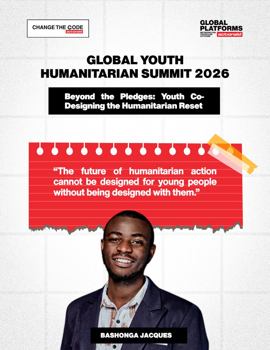 wechangethecode's tweet photo. “The future of humanitarian action cannot be designed for young people without being designed with them.” — Bashonga

At the Global Youth Humanitarian Summit 2026, one message came through clearly: young people are not just stakeholders in the future of humanitarian action... https://t.co/PkpGMJUj2i