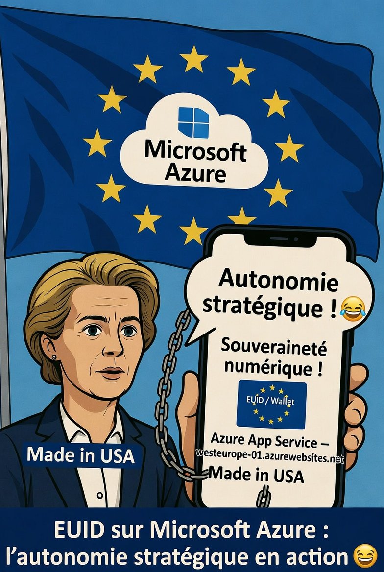 😂 L’Union européenne et ses grandes velléités d’autonomie stratégique… Un spectacle hilarant !

Le fameux #EUID / #EUDIWallet (European Unique Identifier, l'identifiant des sociétés opérant dans l'UE), ce pilier de notre « souveraineté numérique » tant vanté par