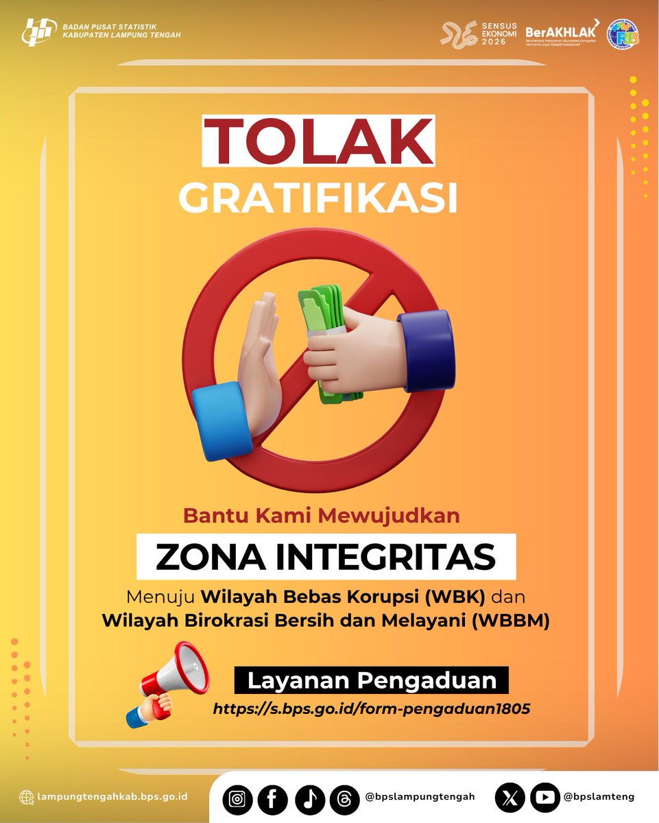 bpslamteng's tweet photo. ©️ Humas BPS Kabupaten Lampung Tengah

Tag: @bps_statistics @bpsprovlampung

#SensusEkonomi
#SensusEkonomi2026
#RekrutmenMitraBPS
#MitraStatistik
#BPSLampungTengah https://t.co/cY77eqlaci