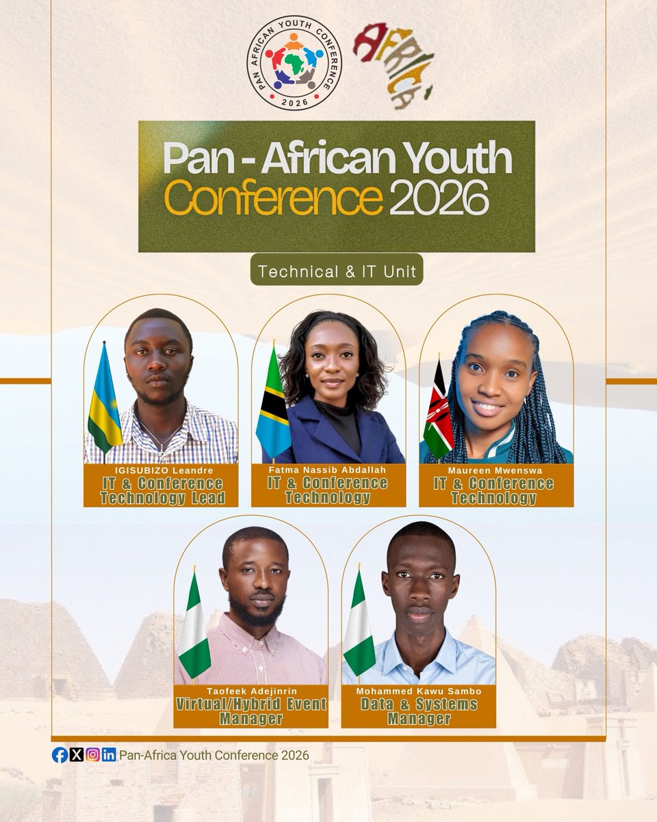 PAYCON2026's tweet photo. We’re thrilled to present our members that made it to the Organising Committee (OC) of the Pan African Youth Conference 2026 — Technical &amp; IT Unit.

This dedicated team is committed to powering the digital and technical success of #PAYCON2026 https://t.co/n6qOa4O2Nn