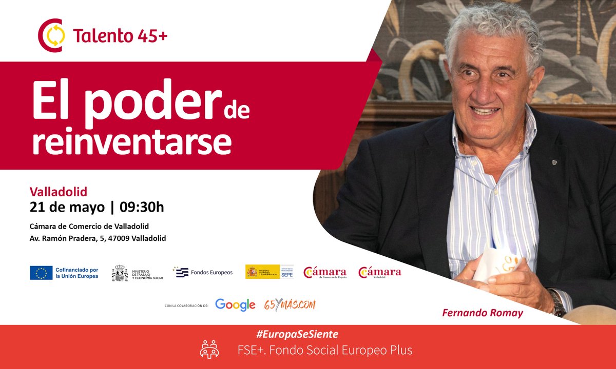 cam_valladolid's tweet photo. ⭐Si eres mayor de 45 años y buscas nuevas #oportunidades, es tu momento para #reinventarte 

💬Impulsa tus conocimientos. Inscríbete aquí https://t.co/xOI4qHT9SZ

Financiado por @FondosUE_Esp #EuropaSeSiente  

#TalentoSenior #NuevasOportunidades #Reinventarse #Desempleado https://t.co/fzlkP53e6f