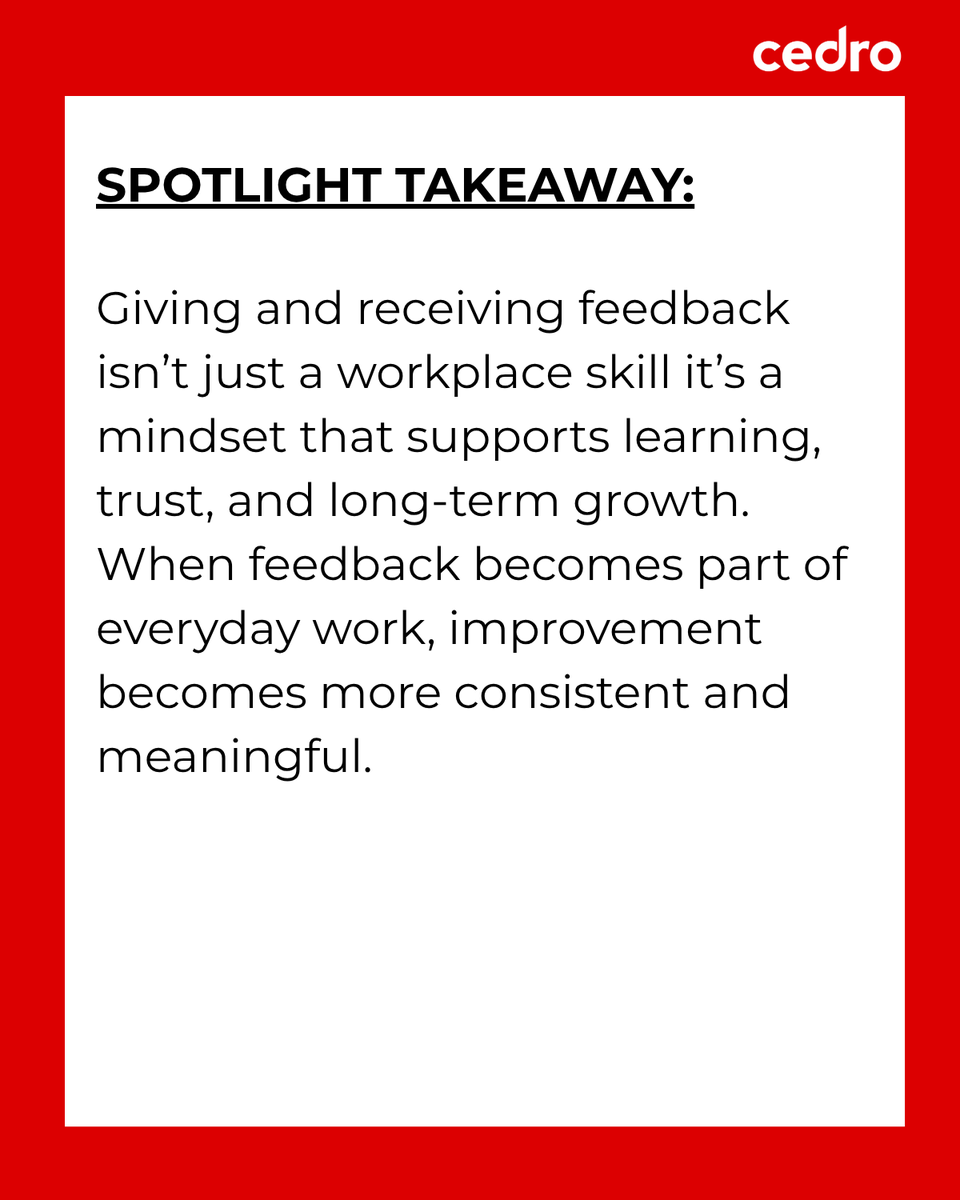 CedroSystems's tweet photo. Feedback isn’t always comfortable.
But growth rarely happens without it.
In every workplace, feedback shapes how people learn, improve, and work together.

#TuesdaySpotlight #FeedbackCulture #WorkplaceSkills #LearningAtWork #EmployeeDevelopment #ContinuousImprovement https://t.co/WADJLLmmgu