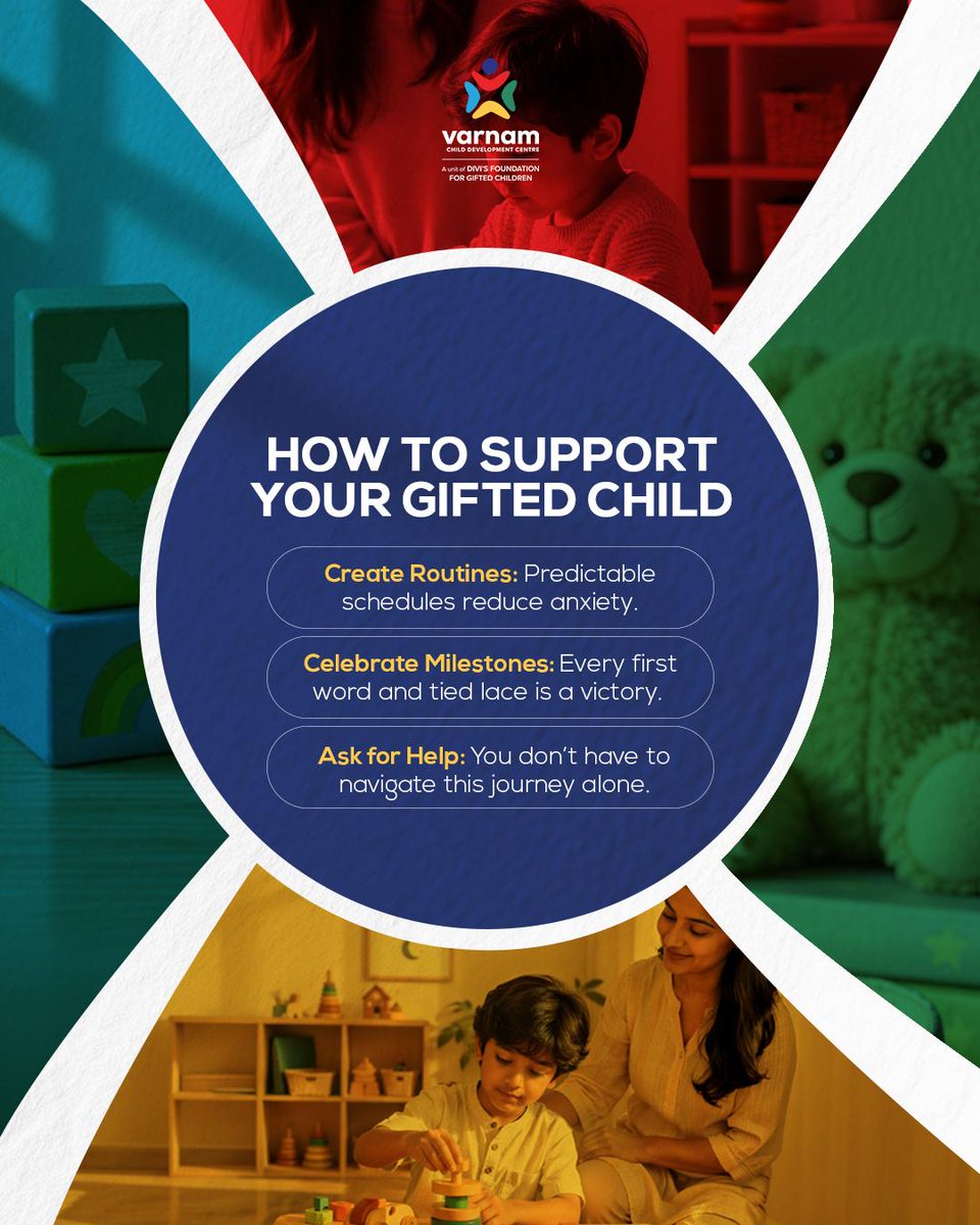 VarnamCDC's tweet photo. Supporting a gifted child starts with patience, routine, and celebrating every small win. 
And most importantly, remembering you don’t have to do it alone.

#GiftedChildren #ChildDevelopment #ParentingSupport #VarnamCDC https://t.co/8I0fkgpITU