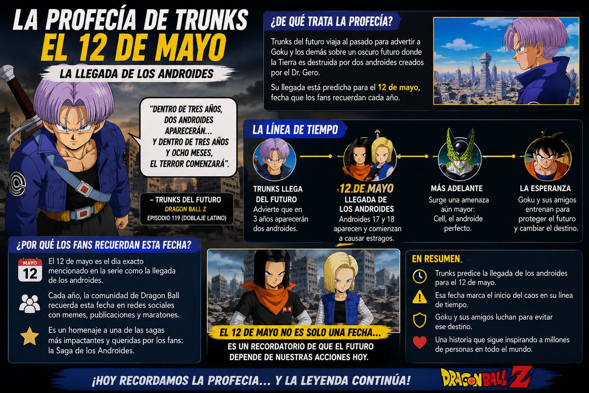 shinoksama's tweet photo. Los fans de Dragon Ball Z recuerdan esta fecha por la llegada de los androides… una de las advertencias más icónicas del anime 🔥⚡
#DragonBallZ #Anime #DragonBall #fyp #Series #Androide17 #Androide18 #Goku #AkiraToriyama #Otaku #DBZ #AnimeLatino https://t.co/RO0WJWXs3O