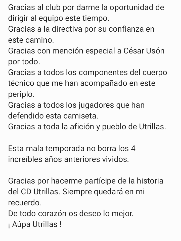 cdutrillas1958's tweet photo. COMUNICADO I Carta de despedida Pitu Lerga 📄

Nuestro entrenador cierra un exitoso período de 5⃣ temporadas en el @cdutrillas1958 🔝🔝

Eternamente agradecidos ⚽️💪

Gracias por todo, PITU‼️‼️ https://t.co/nr2tNHd3Zh