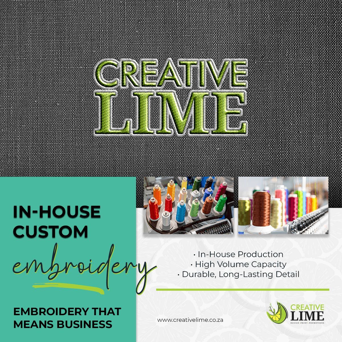 CreativeLimeCC's tweet photo. Professional branding starts with the details 🧵💚

Embroidery gives your logo a premium, long-lasting finish that stands out.

📞 010 001 9062 | 📧 riaanvdm@creativelime.co.za

#CreativeLime #Embroidery https://t.co/T91FX0GGy2