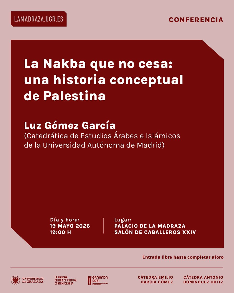 BDSGranada's tweet photo. 🎤🎛️ Conferencia de Luz Gómez 🇵🇸✊🏽
📍#Granada, Palacio de La Madraza
🗓️ Martes, 19 de Mayo
⏰19:00 h.
@CanalUGR https://t.co/be7gvzDPdw