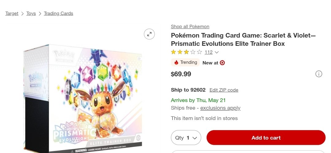 pokemon trading card game prismatic evolutions elite trainer box target Amazon.com : Pokemon TCG: Scarlet & Violet—Prismatic Evolutions Binder  Collection : Toys & Games
