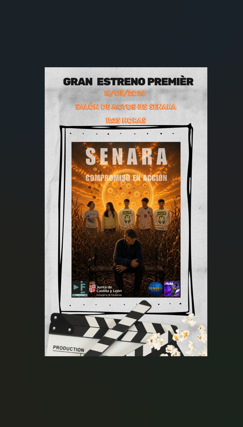 InstitutoSenara's tweet photo. ¡¡GRAN ESTRENO!!
"SENARA: COMPROMISO EN ACCIÓN"
Estreno Première para actores y colaboradores del proyecto: 15 de mayo a las 11:25 h Salón de Actos IES Senara.
Estreno general: 18 de mayo a las 11:25 h Salón de Actos IES Senara
@educacyl @crfptic #piefilma #innova_CyL https://t.co/DMoNpPpsII