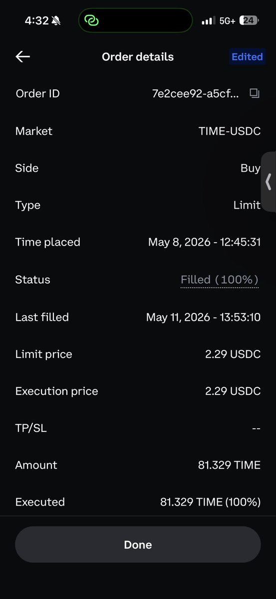 Muskybugged's tweet photo. @CoinbaseMarkets You allow customers limit orders to go through 7 mins before delisting.  SMH https://t.co/ptwUVBm3x5