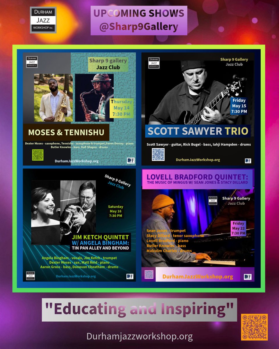 Sharp9Gallery's tweet photo. Upcoming shows: 
https://t.co/r6jg9FnRRm
#jazzmusic #jazzconcert #livejazz #durhamjazzworkshop #durhamnc #durhamevents #jazzcommunity #chapelhillnc #carync #raleighnc #apexnc #trianglenc #jazzclub https://t.co/xeyLdroA4w