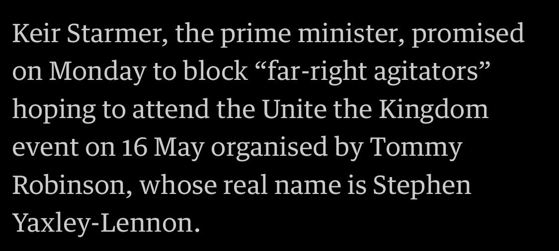 BFreeflower's tweet photo. So someone named “Rajeev Syal” is reporting that someone named “Shabana Mahmood” is banning white people from entering Britain to join a unite the UK rally. The UK has clearly fallen. https://t.co/l5LN6ljqgb