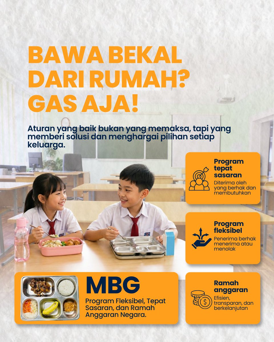 nisyaxyz's tweet photo. MBG adalah wujud kepedulian negara yang fleksibel, inklusif, dan bijaksana. Yang sudah tercukupi tetap bebas menentukan pilihan, sementara yang membutuhkan mendapat prioritas utama.
#jagaindonesia #dialogbukankonfrontasi #mbg
#makanbergizi https://t.co/PdVPxl5bhl
