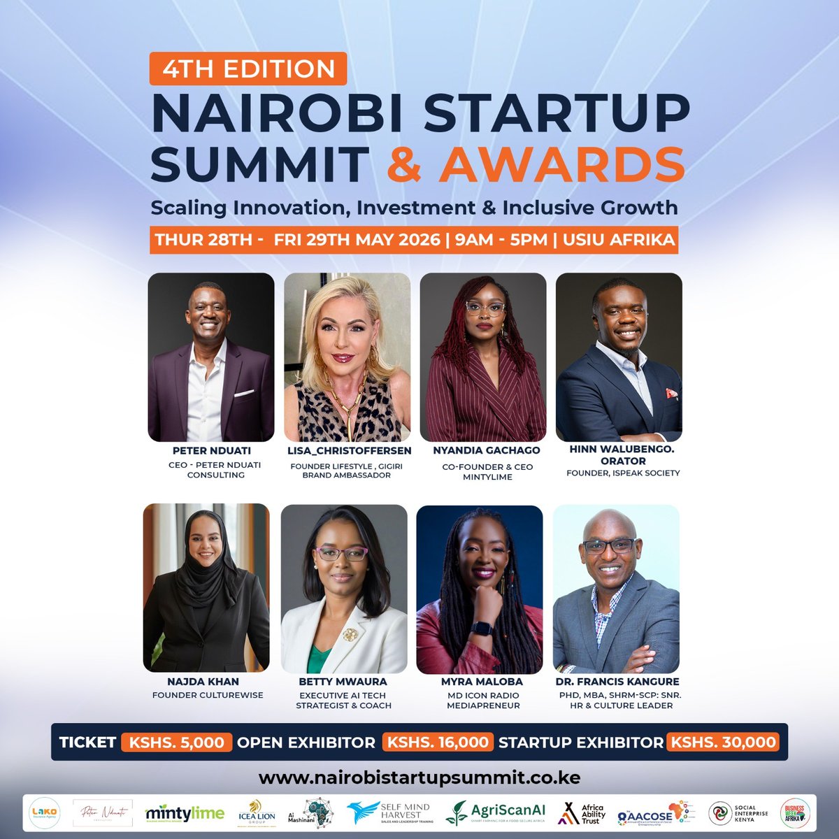 EdwinMghanga's tweet photo. The Nairobi Startup Summit &amp; Awards 2026 returns on May 28–29 at USIU-Africa, bringing together top leaders in business, AI, media, entrepreneurship and innovation 

Get your tickets @nairobistartups https://t.co/6L8EuQAB1g
