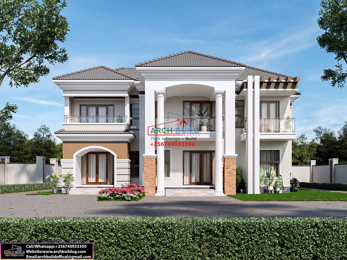 ArchBuildUg's tweet photo. 5–Bedroom modern home designed to fit on a plot of 100*100 ft           
GROUND FLOOR           
• Sitting room           
• Outdoor lounge           
• Indoor dining           
• Outdoor dining           
• Open kitchen           
• Breakfast dining           
• Pantry           
• Laundry           
• Kitchen veranda           
• Visitors’ bedroom self-contained with a veranda           
• General bath           
• House help
       
FIRST FLOOR           
• Family lounge           
• Family balcony           
• Home office           
• Office balcony           
• Master bedroom. 7* designed           
• Master balcony           
• Walk-in closet with his and hers           
• Master bath           
• Study/prayer room              
• Boys’ bedroom self-contained with a walk-in closet    
• Girls’ room self-contained with a walk-in closet  ___________________________________
Plan Design Build    
__________________________________
To get in touch with us,           
Call/WhatsApp: ￼⁨0740933350
Email: archbuildoffical@gmail.com