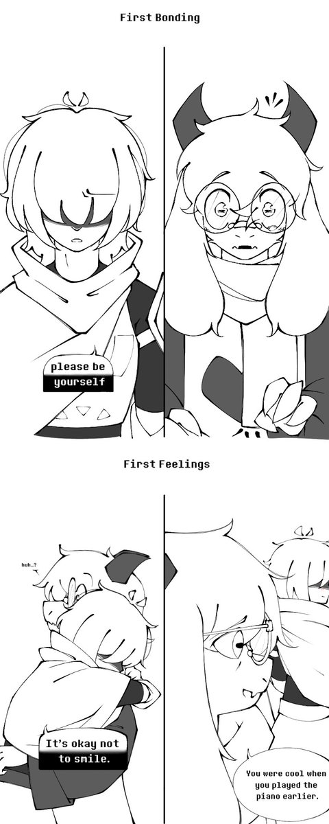 Shllllemy's tweet photo. "Firsts" (4/5)
(Commissioned by the absolute goat @Fluffy20258Boi !!!!!!!! 🦖🦖🦖🦖🦖🦖)
#kralsei #deltarunecomic #deltarune https://t.co/7cGV3ZTjHR