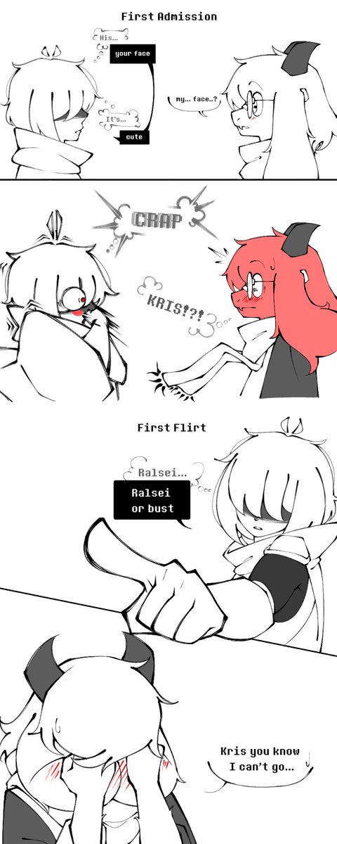 Shllllemy's tweet photo. "Firsts" (4/5)
(Commissioned by the absolute goat @Fluffy20258Boi !!!!!!!! 🦖🦖🦖🦖🦖🦖)
#kralsei #deltarunecomic #deltarune https://t.co/7cGV3ZTjHR