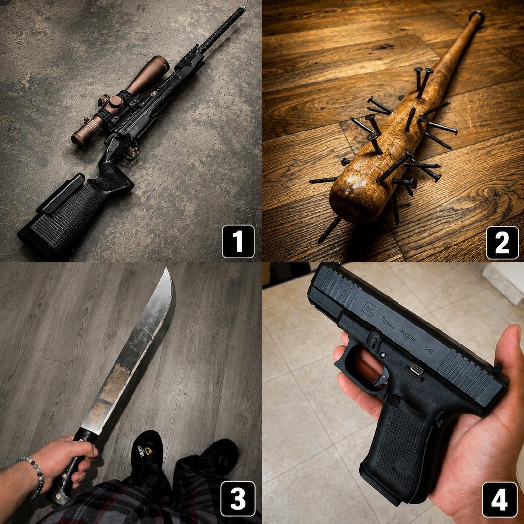 Big_Wakkie's tweet photo. There’s an intruder in your apartment. Which one are you grabbing first? https://t.co/yZ3oNLKQ5u