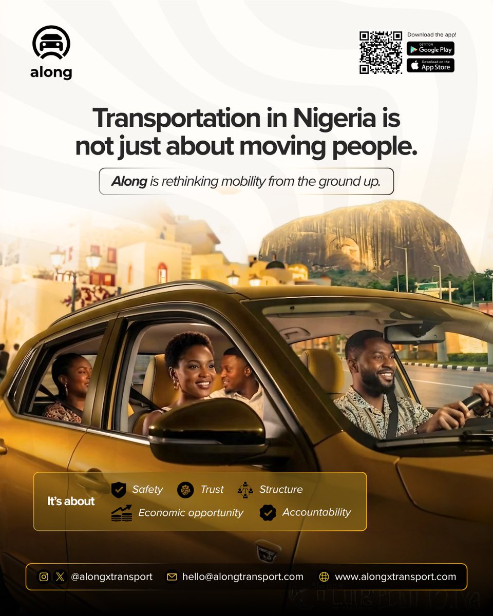 AlongxTransport's tweet photo. Along is setting the standard with what Transportation should be like and we’re beginning with the capital city -Abuja

#alongapp #saferide #abuja https://t.co/ZuRQcuhZxb