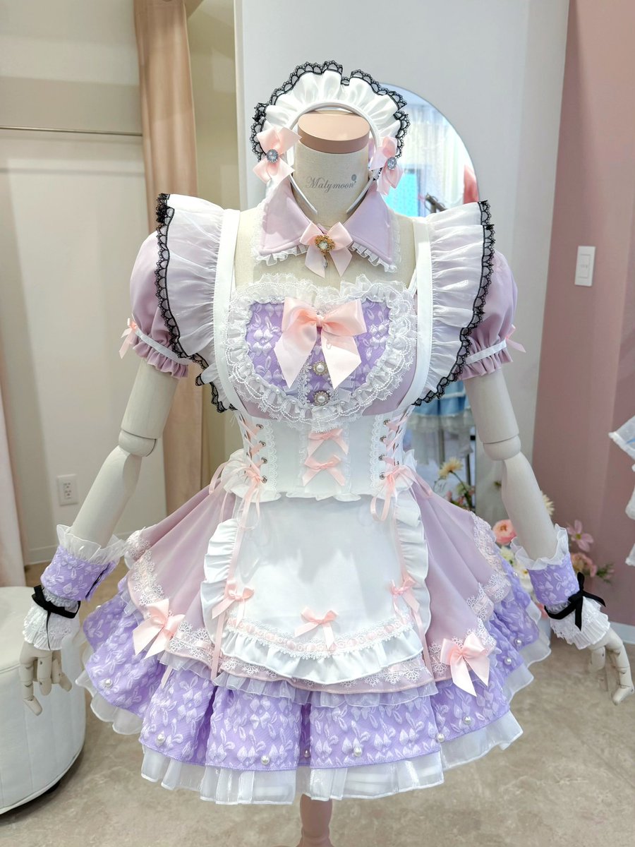 【予約品】Malymoon ドリーミーハートフリルチュチュメイド パープル ﾟ🎀店舗在庫情報🎀*.+ﾟ 胸元のハートデザインが視線を惹く、ドーリー感
