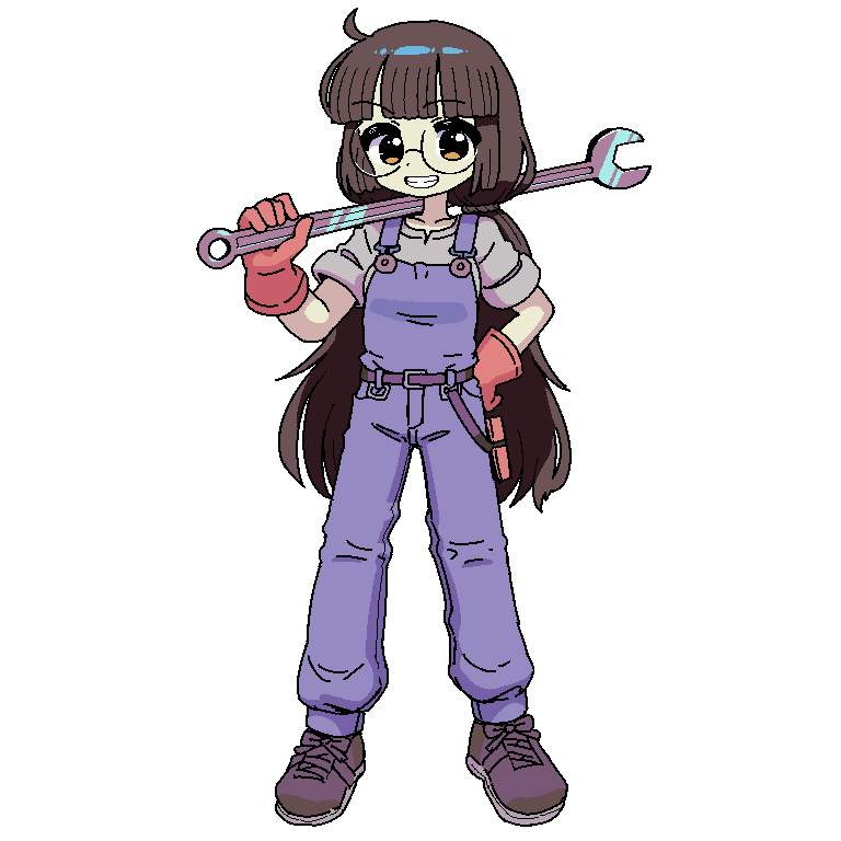「#巨大レンチ振り回しパワー系メカニック女子」|業堀(gobori)のイラスト