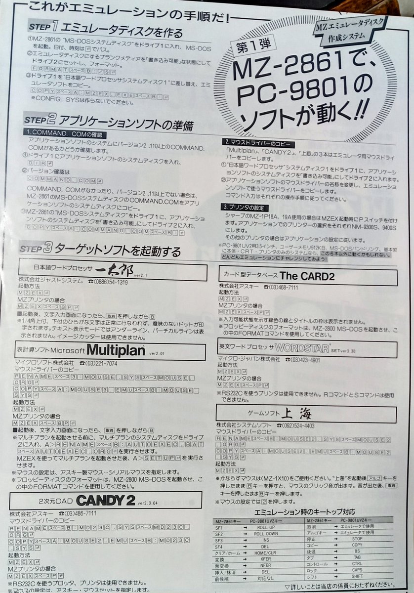 調べ物中ふと目に入ったこのMZ-2800のエミュレーションソフトの