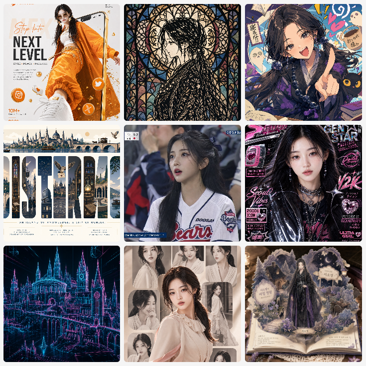 Nine-Panel AI Profile Gallery Collage