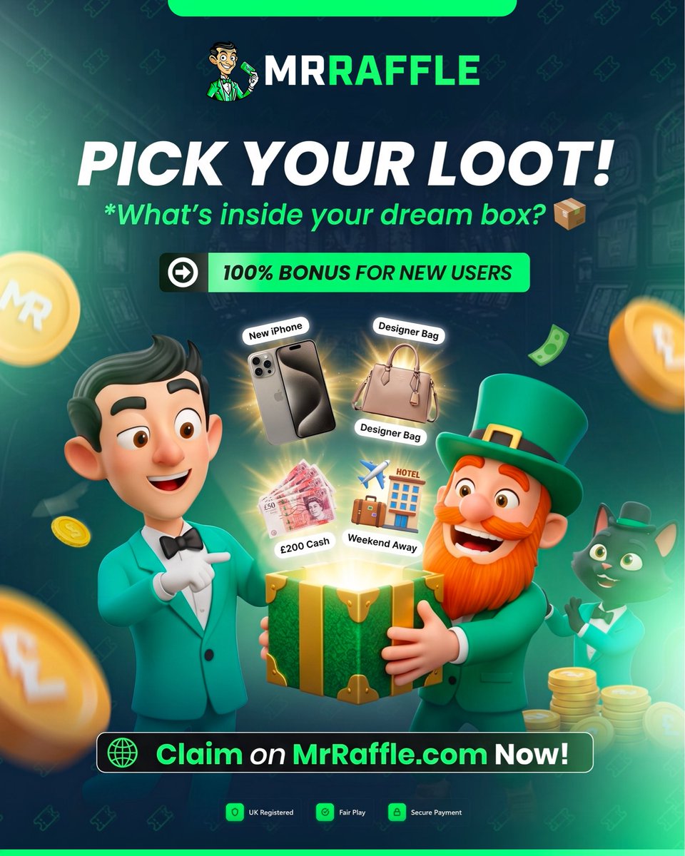 MrRaffle_com's tweet photo. What’s hiding inside your dream box? 👀📦

From tech to travel vibes, every pick brings a new surprise.
Fast experience, exciting rewards, and something unexpected every time ✨ https://t.co/teZ1Y3bPqv