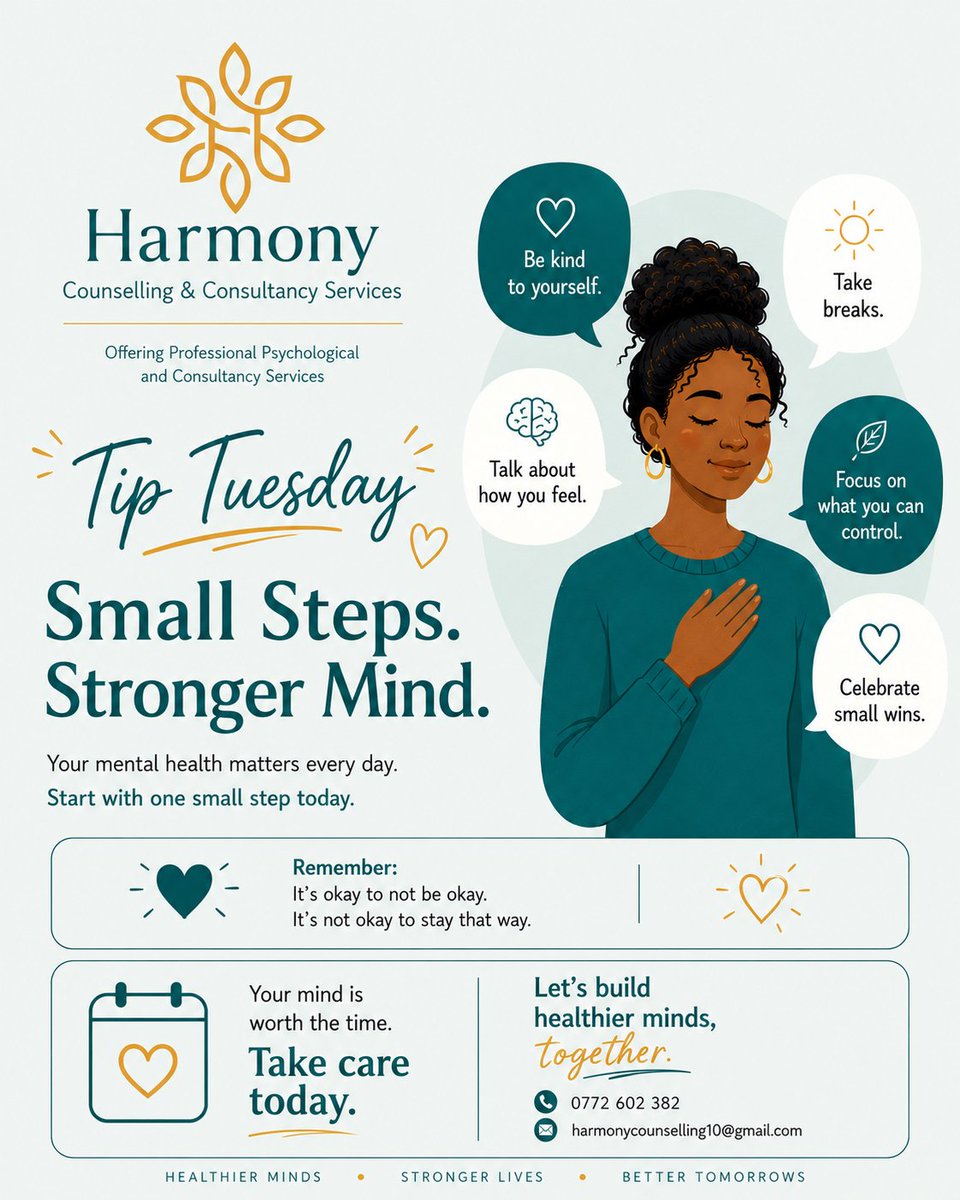 Harcosug's tweet photo. Your mental health deserves care, patience, and intentionality.

Sometimes healing begins with the smallest steps:
• Resting
• Asking for help
• Taking breaks
• Speaking about how you feel

Be gentle with yourself today. Small steps still matter. 

#harcosug #mentalhealth https://t.co/9vJ1OGvOr1