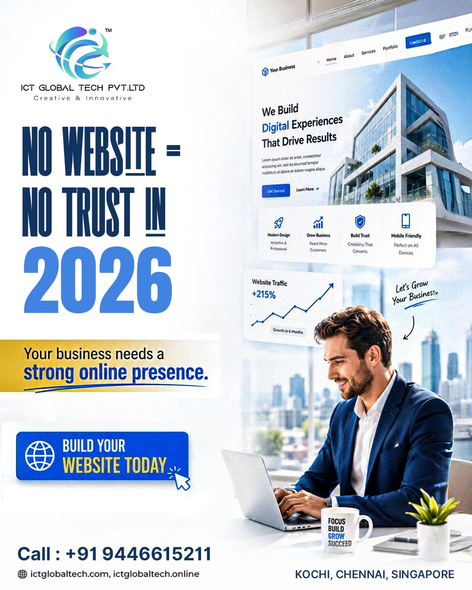 IctGlobalTech's tweet photo. People trust what they can search.
Make your business visible online.

📞 +91 9446615211

#WebsiteDesign #DigitalPresence #BusinessGrowth #ICTGlobalTech #OnlineBusiness https://t.co/VACib7imRC