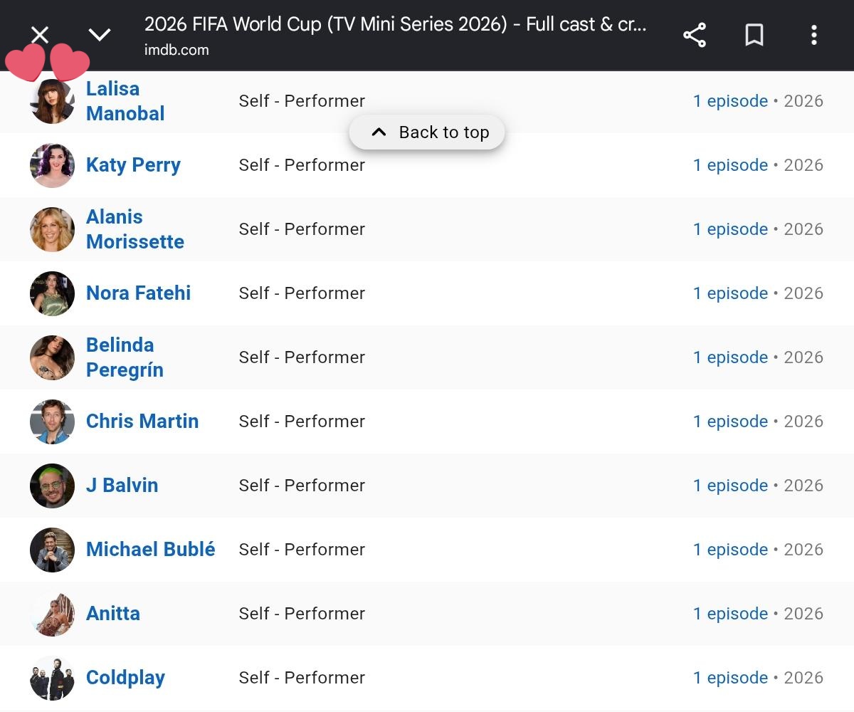 IMDb Update: #LISA is reportedly to be featured in Episode 1 of the upcoming 2026 FIFA World Cup series.