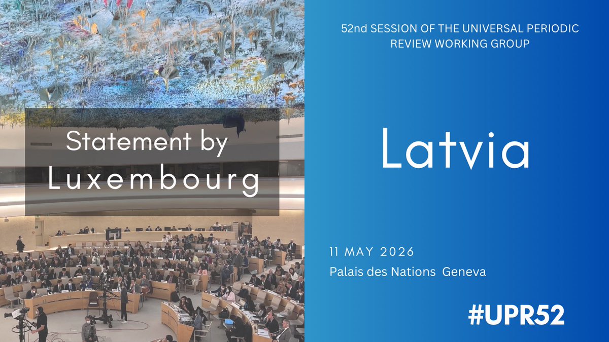 LUinGeneva's tweet photo. #UPR52 #Luxembourg 🇱🇺 recommends to #Latvia 🇱🇻:
1️⃣ Strengthen fight against gender-based violence &amp; improve reporting mechanisms
2️⃣ Guarantee the right to a lawyer from the outset of deprivation of liberty
3️⃣ Refrain from adopting discriminatory laws against LGBTQIA+ https://t.co/CevrhhYx16