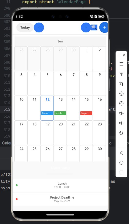 LivingInHarmony's tweet photo. This is a preview of Google Calendar app open source core foundation, Introducing GCal Project(Working Progress) #CoreMobile UK initiative, utilising Gemini CLI on VS Code IDE and compiled on DevEco Studio IDE for HarmonyOS 5+ that has been in development for months post planning https://t.co/jfzeGoeeBs