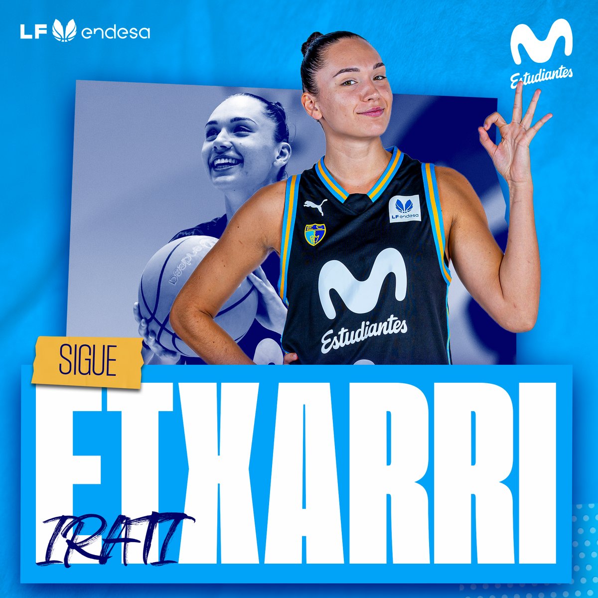 ✍️ OFICIAL

Irati Etxarri seguirá siendo una Woman in Black en la temporada 2026-27. 🖤

La interior navarra continuará defendiendo la camiseta estudiantil un año más. 💪

¡Muy felices de seguir contando contigo, <a href="/iratietxarri8/">Irati Etxarri</a> ! 🏀

👇
movistarestudiantes.com/femenino/irati…