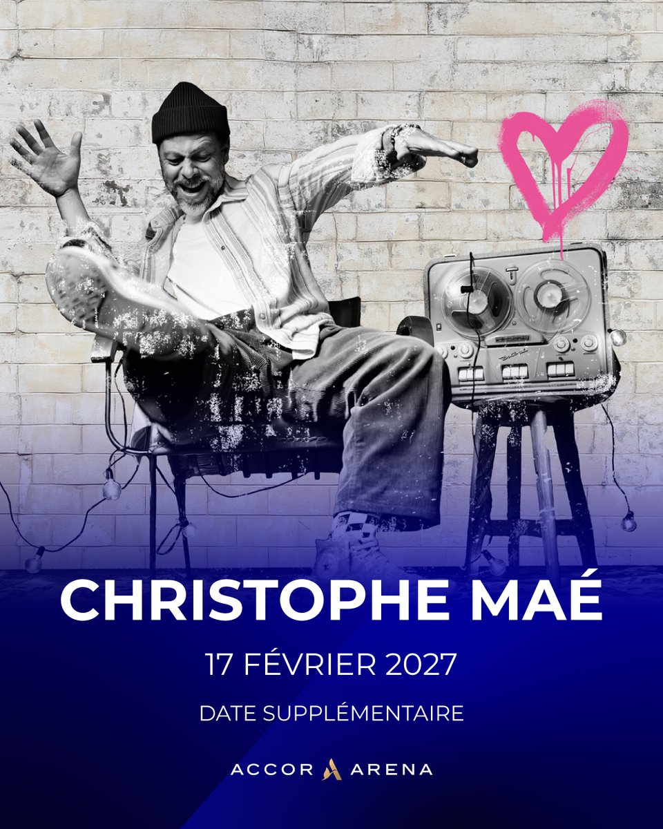 Accor_Arena's tweet photo. Après l'annonce de deux dates complètes à l'Accor Arena, @Mae_Officiel revient pour une troisième date le 17 février 2027 !

💕 Prévente ouverte : https://t.co/NR1YXkqhq1
🎫 Ouverture de la billetterie le 13.05 à 10h https://t.co/g9E6x1D4ku